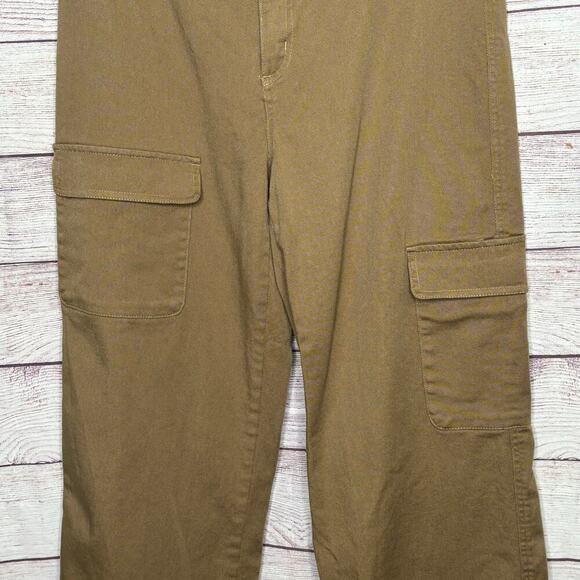 Quince Women's Organic Stretch Cotton Twill Cargo Khaki Brown Pants Size 12 - Picture 8 of 10
